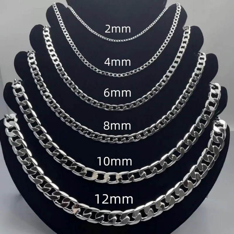 Lobster Clasp Silver - الرجال 925 الاسترليني قلادة فضية 2/4/6/8/10/12